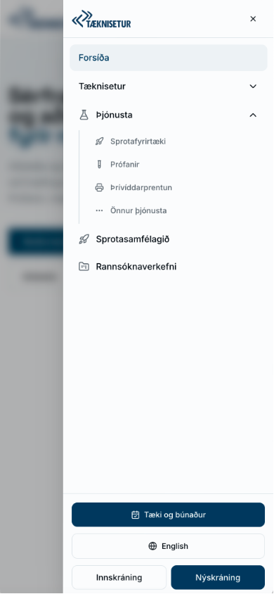 Vefur Tæknisetur í síma